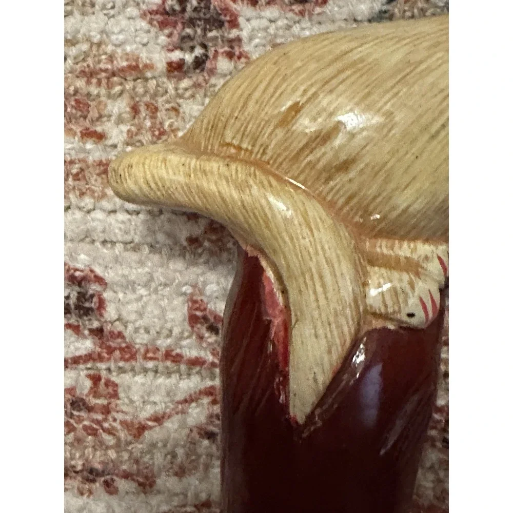 Hand Carved Dog Handle, Walking Stick 34 Inch Twist Shaft + Folk Art Cane Money